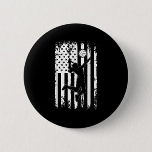 Vintage USA American Flag Volleyball Player Team S 6 Cm Round Badge