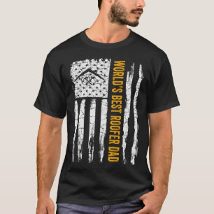 Vintage USA American Flag World s Best Roofer Dad  T-Shirt