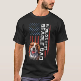 Vintage USA American Flag World's Best Beagle Dad  T-Shirt
