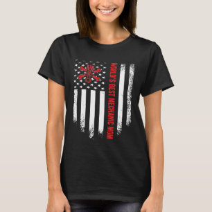 Vintage Usa American Flag Worlds Best Mechanic Mum T-Shirt