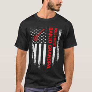 Vintage Usa American Flag Worlds Okayest Banjo Gra T-Shirt