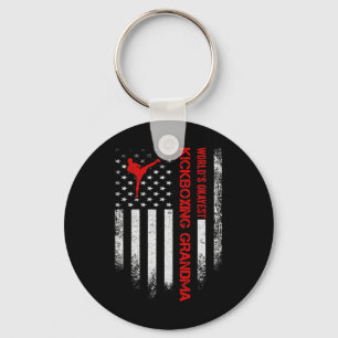 Vintage Usa American Flag World's Okayest Kickboxi Key Ring