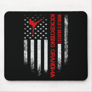 Vintage Usa American Flag World's Okayest Kickboxi Mouse Pad