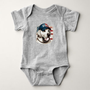 Vintage, USA baseball Labrador Baby Bodysuit