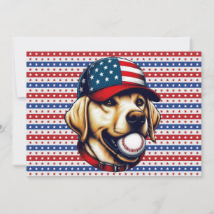 Vintage, USA baseball Labrador  Holiday Card