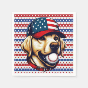 Vintage, USA baseball Labrador  Napkin