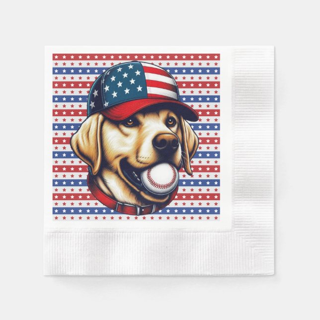 Vintage, USA baseball Labrador  Napkin (Front)