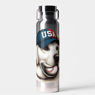 Vintage, USA baseball Labrador Water Bottle