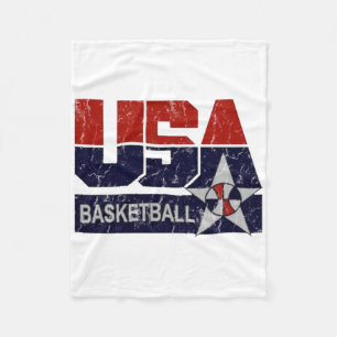 Vintage Usa Bball America Basketball Fleece Blanket