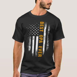 Vintage Usa Best Opa Ever American Flag Father's D T-Shirt