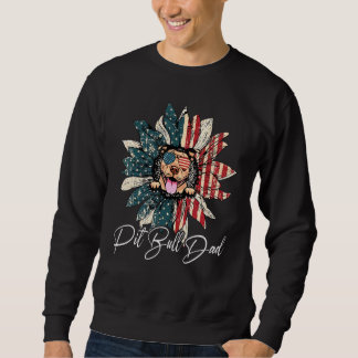 Vintage Usa Best Pit Bull Dad Ever American Flag Sweatshirt