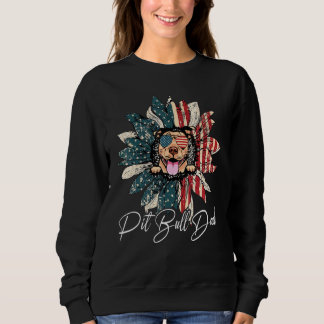 Vintage Usa Best Pit Bull Dad Ever American Flag Sweatshirt