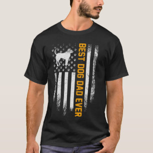 Vintage Usa Best Pitbull Dog Dad Ever American Fla T-Shirt