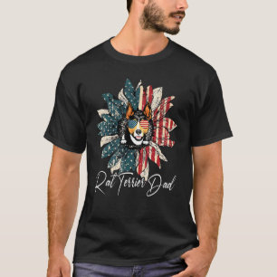 Vintage Usa Best Rat Terrier Dad Ever American Fla T-Shirt