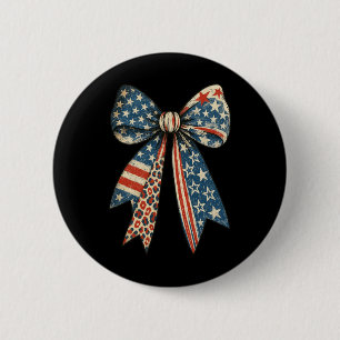 Vintage Usa Bow In Red White Blue For Patriotic 4t 6 Cm Round Badge