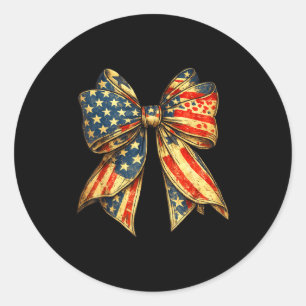 Vintage usa bow in red white blue for patriotic 4t classic round sticker