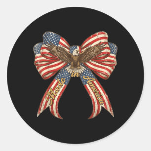 Vintage USA Bow in Red White Blue for Patriotic Classic Round Sticker