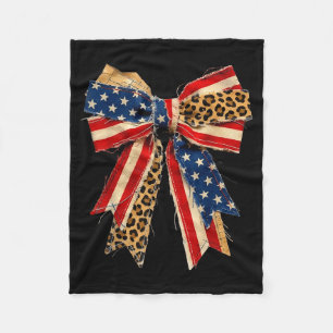 Vintage Usa Bow In Red White Blue For Patriotic Fleece Blanket