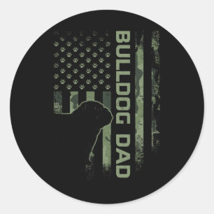 Vintage Usa Camo Flag Proud English Bulldog Dad Si Classic Round Sticker