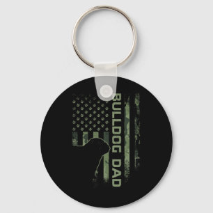 Vintage Usa Camo Flag Proud English Bulldog Dad Si Key Ring