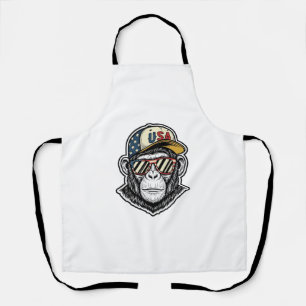 Vintage USA Chimp Patriotic Sunglasses Shirt Desig Apron