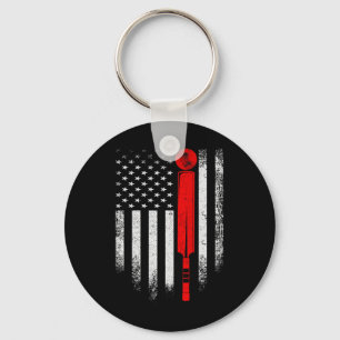 Vintage Usa Cricket American Flag Cricketer Patrio Key Ring