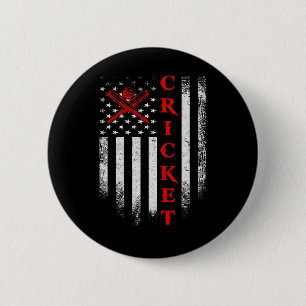Vintage Usa Cricket American Flag Cricketers Patri 6 Cm Round Badge