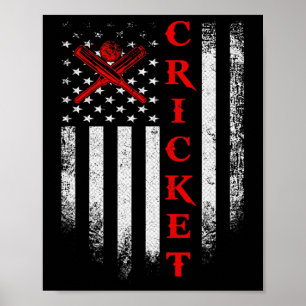 Vintage Usa Cricket American Flag Cricketers Patri Poster