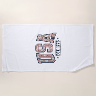 Vintage USA Est 1776 Patriotic Engraving Shirt_1 Beach Towel