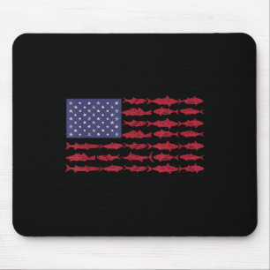Vintage Usa Fish American Flag Shirt Fishing Gifts Mouse Pad