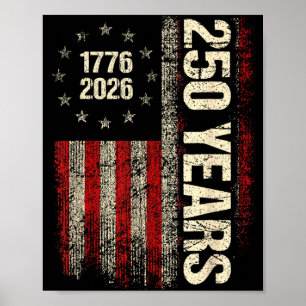 Vintage USA Flag 250th Anniversary Independence Poster