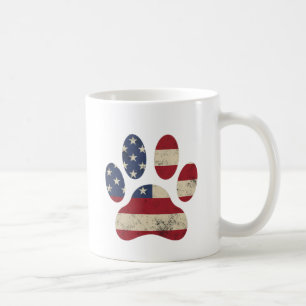 Vintage USA Flag 4th Of July Paw Dog Lover Coffee Mug
