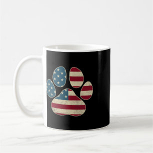 Vintage Usa Flag 4th Of July Paw Print Patriotic D Coffee Mug