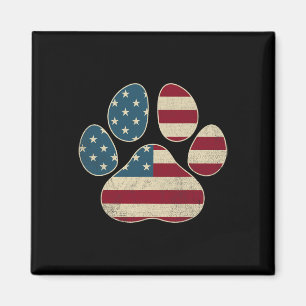 Vintage Usa Flag 4th Of July Paw Print Patriotic D Magnet