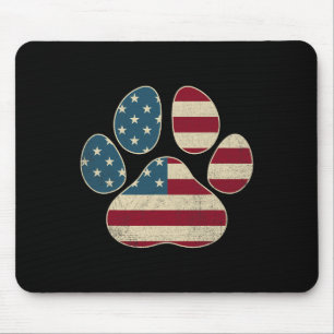 Vintage Usa Flag 4th Of July Paw Print Patriotic D Mouse Pad