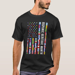 Vintage USA Flag All Countries Retro Hispanic Heri T-Shirt