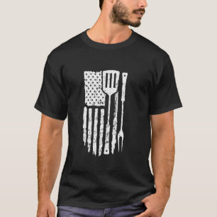 Vintage USA Flag America Grilling Cookout BBQ T-Shirt