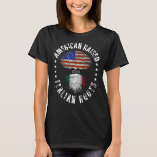 Vintage Usa Flag American Raised With Italian Root T-Shirt
