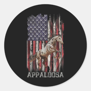 Vintage Usa Flag Appaloosa Horse Lover3 Classic Round Sticker
