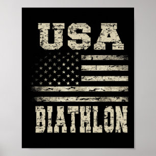 Vintage Usa Flag Biathlon Poster