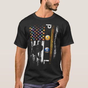 Vintage Usa Flag Billiards Player Pool Billiards S T-Shirt