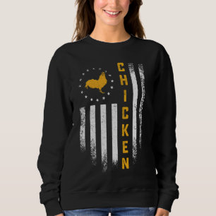 Vintage Usa Flag Chicken Lover Funny Rooster Farm Sweatshirt