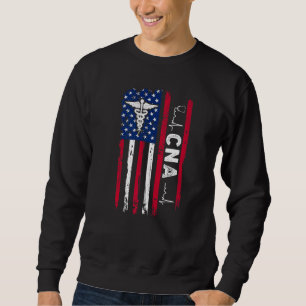 Vintage USA Flag CNA Life Certified Nurse Worker A Sweatshirt
