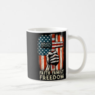 Vintage Usa Flag Faith Family Dom Patriotic Christ Coffee Mug