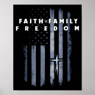 Vintage Usa Flag Faith Family Freedom Patriotic Ch Poster