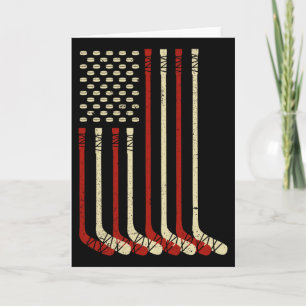 Vintage Usa Flag Ice Hockey - Funny Ice Hockey Us Card
