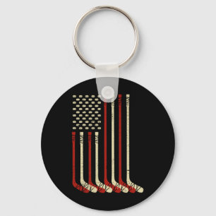 Vintage Usa Flag Ice Hockey - Funny Ice Hockey Us Key Ring