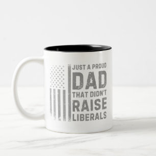 Vintage Usa Flag Just A Proud Dad That Didn't Rais Two-Tone Coffee Mug