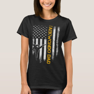 Vintage USA Flag Korea Taekwondo Training Dad T-Shirt