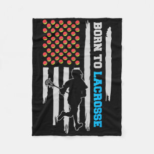 Vintage Usa Flag Lacrosse Player1 Fleece Blanket